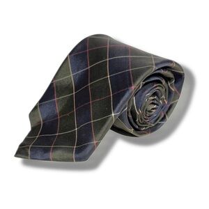 CACHAREL Green & Purple Silk Plaid Tie VINTAGE